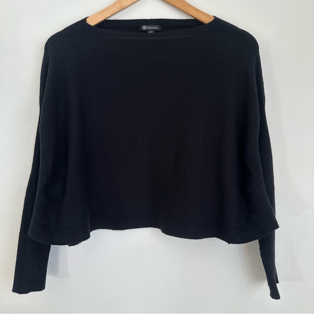 Versona Oversized Knit Shrug Black Boatneck‎ Long Sleeve Womens Size XS